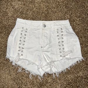 Garage | white | tie-up jean shorts | size 01